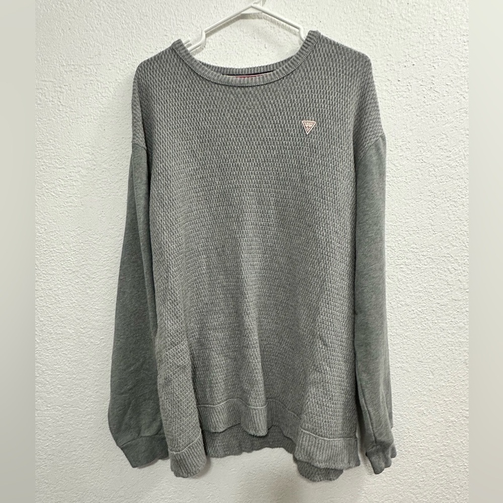 Men’s Grey Guess Long Sleeve Thick Shirt Size XL